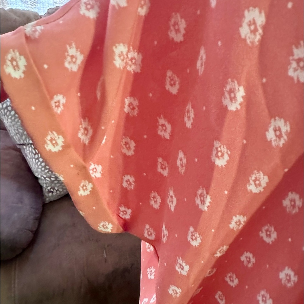 Coral Boho Print Zip Blouse - Picture 6 of 12